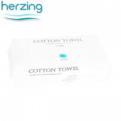 Private Label 100% Cotton Disposable Cotton Face Towel Plain Weave Durable Disposable Beauty Cleansing Towel