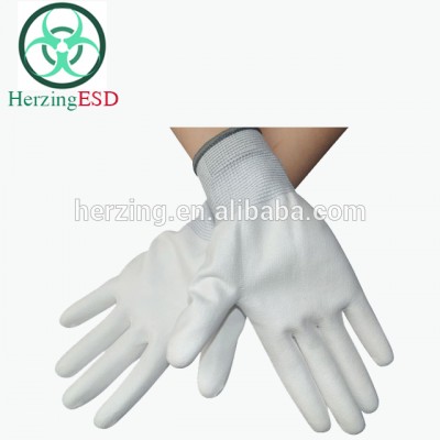 ESD Nylon White PU Finger Coating Top Fit Glove Make in China